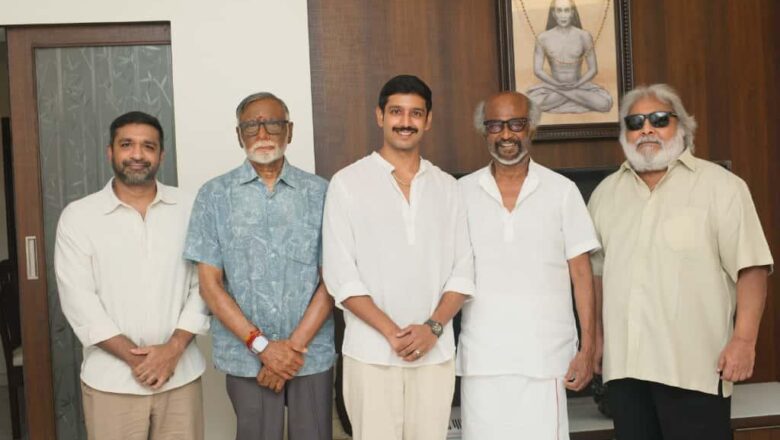 சிவாஜி கணேசன் பேரனை வாழ்த்திய ரஜினிகாந்த்